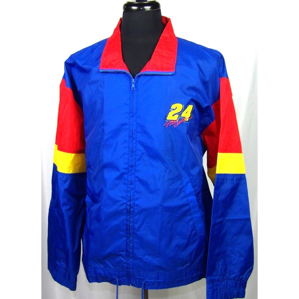 VTG‎ 90's NUTMEG NASCAR Zip-Up Nylon Jeff Gordon Windbreaker Jacket Men's Large
